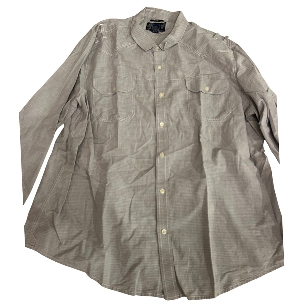American Rag Mens Button Down Shirt XXL Gray Pinstriped Casual Utility Workwear
